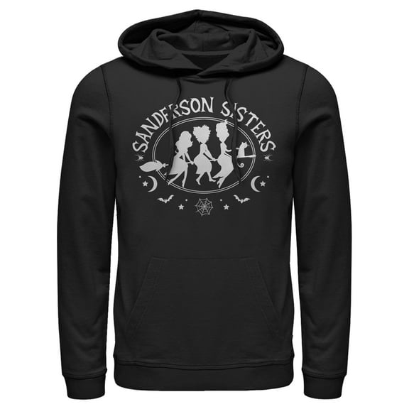 Men's Hocus Pocus Sanderson Sisters Witch Broom Pull Over Hoodie Black X Large