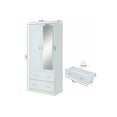 thumbnail image 6 of Hodedah Two Door Wardrobe with Two Drawers and Hanging Rod plus Mirror, White, 6 of 7