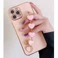 thumbnail image 3 of Compatible with iPhone 13 Pro Max Case 6.7 inch 2021 Release Luxury Plating Soft TPU Case with Love-Heart Strap Bracelet Chain Shiny Cute Pretty Protective Phone Cover for Women Grils Pink, 3 of 11