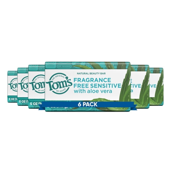 Tom's of Maine Natural Beauty Bar Soap with Aloe Vera, Floral, 5 Ounce, 6 count