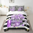 thumbnail image 2 of Castle Fairy High Heels 7-Piece Twin Bedding Sets,Bowknot Flower Bedding Comforter Set,Geometric Stripes Breathable Sheet Sets,Breathable Home Decor, 2 of 8