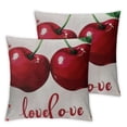 thumbnail image 2 of Acheng Farmhouse Pillow Covers I Love You Cherry Much Quotes Sweet Red Ripe Cherries Square Cushion Case Watercolor Fruits Pillowcase,2 Pcs (Love Cherry) White, 2 of 6