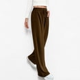thumbnail image 5 of Olyvenn Women Fashion Textured Pants Wide Leg Casual Palazzo Trousers Drawstring High Waist Lounge Beach Pants with Pockets Brown XL, 5 of 9