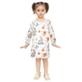long-sleeved dress Rabbits and Many Flowers A-line dress with ribbed ...