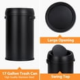thumbnail image 4 of 17 Gal/65 L Swing Top Trash Can, Stainless Steel Rubbish Bin, Commercial Grade Waste Container, Round Garbage Can for Outdoor, Home Office, Restaurant, Black, 4 of 7