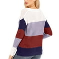 thumbnail image 4 of IROINNID Womens Sweater Round Neckline Pullover Sweater Color Block Comfy Mid-Length Long Sleeve Matching Tops Casual Knitted Sweater, 4 of 5