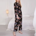 thumbnail image 3 of Yiaed Bouquet Print Pajamas Women's Long Sleeve Sleepwear Soft Button Down Loungewear Pjs Lounge Set Nightwear Womens Pajama Pants-Small, 3 of 7
