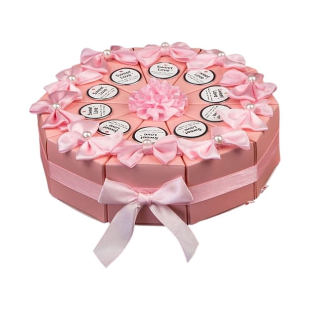 Injueey 10 unids/set caja de dulces de boda cajas de almacenamiento de pasteles contenedor regalos suministro de fiesta de papel para galletas Kits de decoración para fiestas Rosa, tipo 5 Pequeño