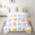 thumbnail image 2 of Feelyou Funny Cat Kids Bedding Comforter Set 7pcs, Kawaii Cartoon Kitten King Bedding Sets, Cute Animal Theme Reversible Bed Sheets, Luxury Bedroom Decor, 2 of 7