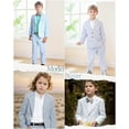 thumbnail image 4 of Lycody Boys Suits 2 Piece Casual Seersucker Stripe Blazer Short Pants Suit Kids and Teen Sport Coats Shorts Suit Outfits for Wedding travel , Adjustable Waist, 4 of 8