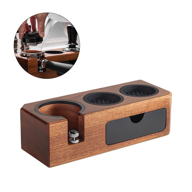 Espresso Tamping Station Wooden Espresso Tamper Holder 3 Holes for 51mm to 58mm Universal Portafilters Tampers Levelers Coffee Espresso Machine Accessories Coffee Station Organizer for Countertop
