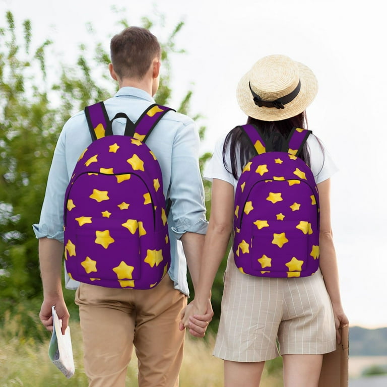 Travel Laptop Backpack golden star purple cute Wear Resistant Canvas Kids Backpack for School Lightweight Bookbag Backpacks for Boys Girl Men and