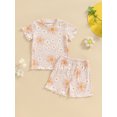 thumbnail image 2 of Bagilaanoe 2pcs Toddler Baby Girl Shorts Set Short Sleeve Print T Shirt Tops + Shorts 12M 18M 24M 3T 4T 5T Kids Casual Summer Clothes, 2 of 7