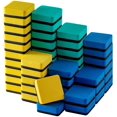 thumbnail image 1 of Paquete de 48 limpiadores de pizarra magnética con borrador en seco para aula, hogar y oficina (3 colores, 1,97 X 1,97 pulgadas), 1 of 5