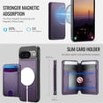 thumbnail image 5 of JEEHOOD Case For Google Pixel 9 / Pixel 9 Pro, RFID Blocking, PU Leather,Compatible With MagSafe Detachable 2 In 1 Wallet With Built-in Push Card Holder,Kickstand Magnetic Protective Cover,Purple, 5 of 8