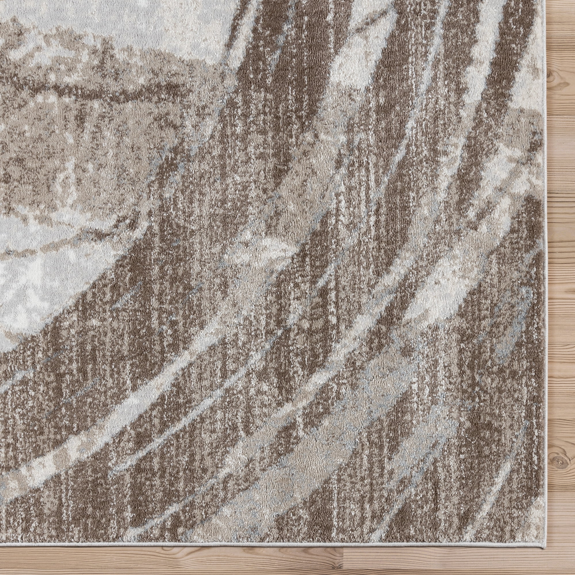 Gertmenian Alor Eze Modern Abstract Tan/Ivory/Beige Polypropylene Indoor Area Rug, 5x7