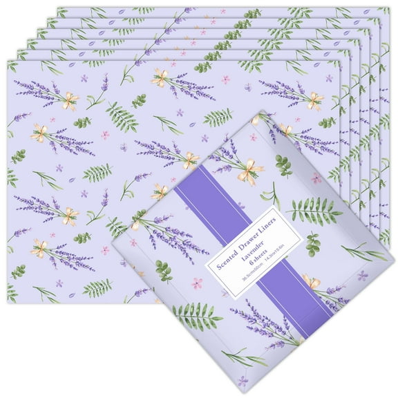SCENTORINI Lavender Scented Drawer Liners, 6 Sheets Drawer Paper for Dresser,Home Shelf Closet