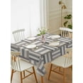 thumbnail image 2 of Vintage Lines Texture Rectangle Tablecloth, Minimalist Geometric Stripes Art Gray Waterproof & StainResistant Tablecloth, Washable Oil-proof Table Cover for Dining/Party/Wedding/Buffet 60x102 In, 2 of 9