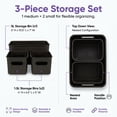 thumbnail image 5 of Decorative Plastic Storage Bins Organizer Baskets, Brown (Set of 3) 1 Medium, 2 Small - Container Boxes for Organizing Closet Shelves Kitchen Pantry Shelf Bathroom Drawer - Ribbed Design, 5 of 9