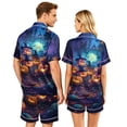 thumbnail image 4 of IYYVV Halloween Satin Matching Pajamas For Couples Short Sleeve Button Down Silk Pjs Funny Blood Rose Sleepwear 2 Pcs Loungewear Green M, 4 of 4
