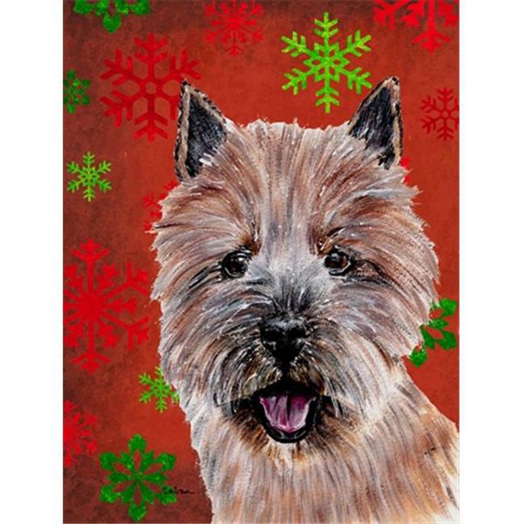 Norwich Terrier Red Snowflakes Holiday Flag Garden Size