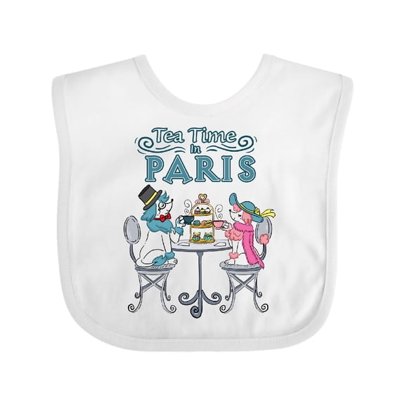 Inktastic Tea Time In Paris-Colorful French Poodles Boys or Girls Baby Bib