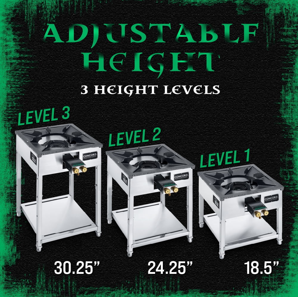 Concord Professional HADES Stainless Steel Commercial Stove. Dual-Controlled Burner Head with Solid Cast Iron Range Top.