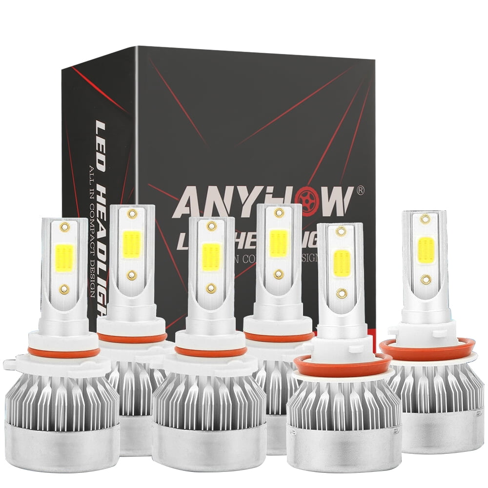 9005+H11 6000K 980000LM Combo 4-Side CREE LED Headlight Kits High Low Lamp Bulb 