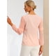 thumbnail image 4 of Top de la blusa de la oficina del trabajo del cuello del ojo de la cerradura de las mangas largas semi transparentes de la gasa elegante de las mujeres Rosa Claro S, 4 of 6
