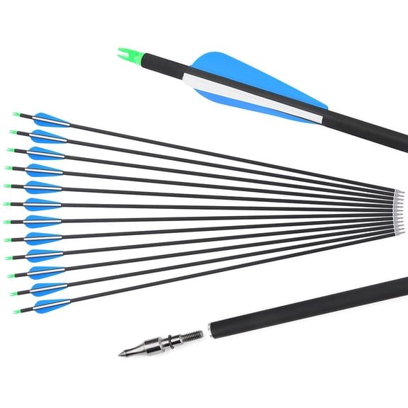 AMEYXGS Archery Carbon Arrows Vanes SP500 30" Archery Recurve Compound Bow Hunting 12X