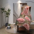 thumbnail image 2 of Decorative Accent Throw Blanket for Couch Sofa Bed – Soft Flannel Blanket for Bedroom Living Room Floral Pink Roses - Pretty Romantic Rose Flowers in a Garden Design, 2 of 4