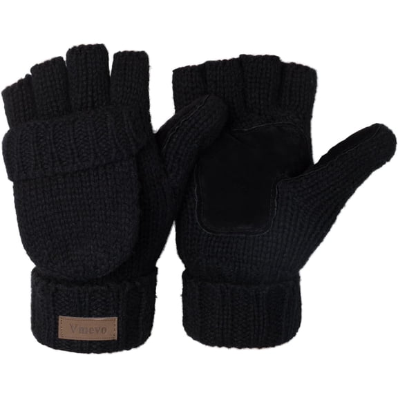 1Pairs Winter Knitted Convertible Fingerless Gloves Wool Mittens Warm Mitten Glove for Women and Men