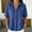 Blue, variant on Women's Linen Cotton Tops Solid Color Collared Short Sleeve Button Snap V Neck Loose Tee