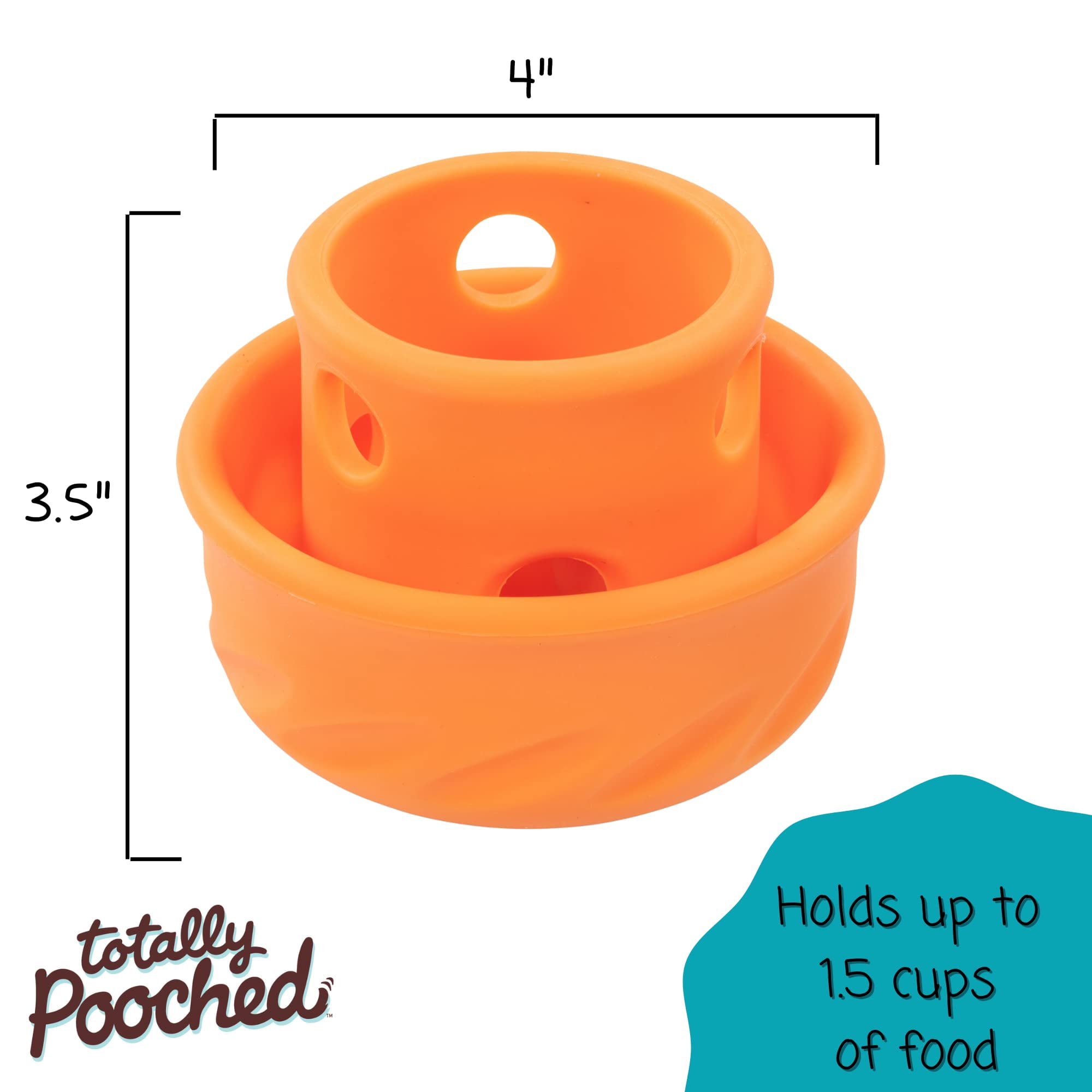 Messy Mutts Totally Pooched Puzzle 'n Play Mushroom | Interactive Treat Puzzle Toy for Dogs | Durable 4” x 3.5” TPR Dog Toy | Orange