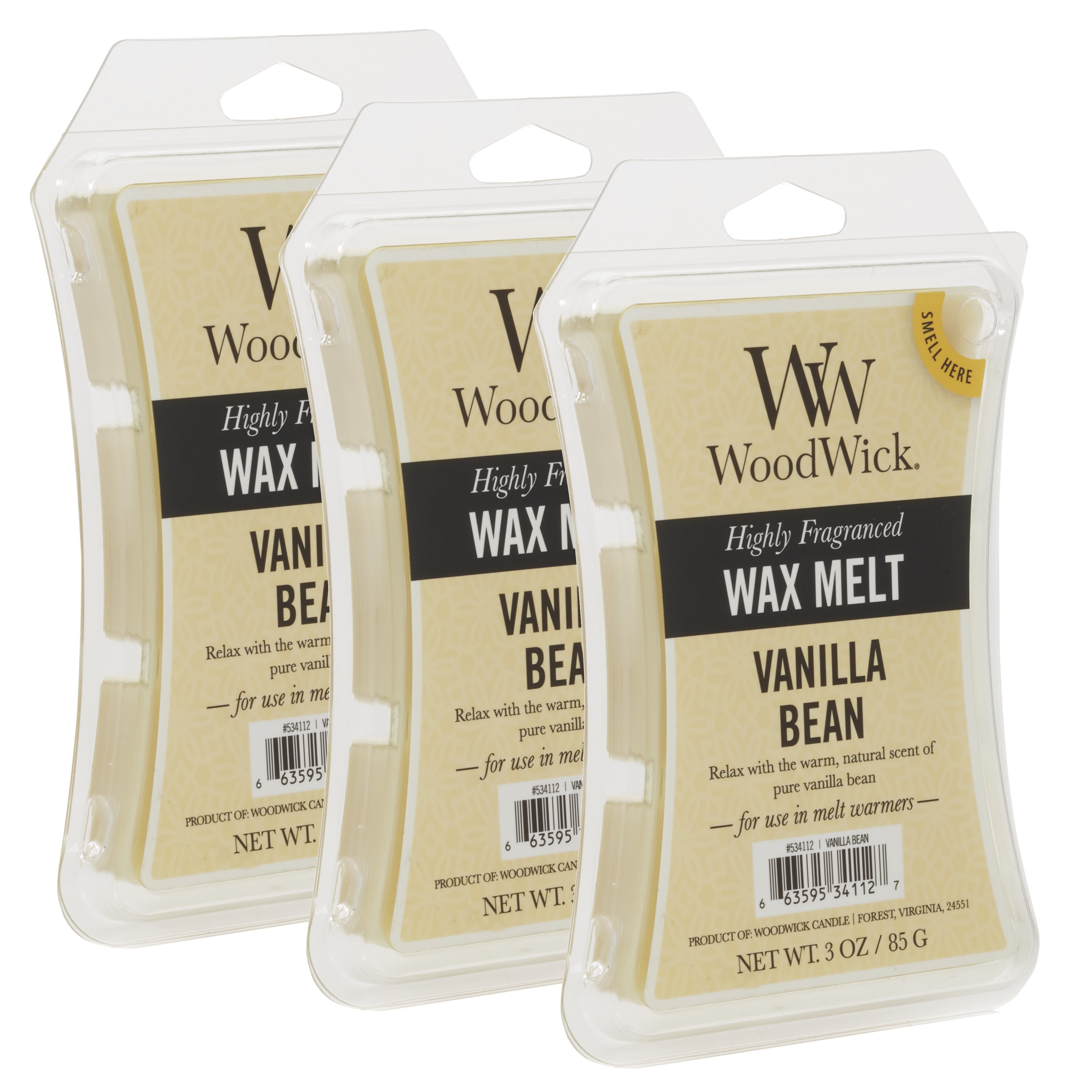 Woodwick Vanilla Bean Wax Melts, 3 Oz, 3-Packs