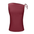 thumbnail image 3 of Hot days, bold styles. Olyvenn Women One Shoulder Ruched Crop Tank Tops Y2K Off The Shoulder Twist Strap Summer Tanks Tops Going Out Crop Shirts Red L, 3 of 7