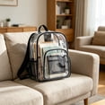 thumbnail image 5 of AYktou Clear Backpack for Stadium Approved, 10×5×14 Inch PVC Waterproof Clear Bag with Adjustable Straps & Mesh Side Pocket, Transparent Backpack Daypack for Concerts, Sports, Games, Festivals, 5 of 7