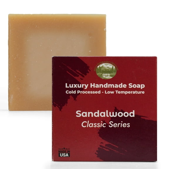 Sandalwood 5oz Soap Handmade Soap bar - Cherry Almond, oatmeal as exfoliant - Pure Essential Oil Natural Soaps- Anniversary Wedding Gifts Christmas stocking stuffer cherry blossom - Falls River Soap C
