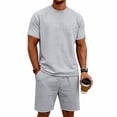 thumbnail image 6 of Uwinwear Men's Casual Athletic Tracksuits Sets Solid Color Crew Neck Short Sleeve T-Shirt and Drawstring Shorts Set Casual 2 Piece Outfit,Light Gray,L, 6 of 8