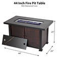 thumbnail image 4 of 44 Inch Gas Fire Pit Table, 50000 BTU Propane Fire Pit with Cover & Storage Cabinet, Durable Rattan Design for Backyard,Porch, Double Door Storage, 4 of 8