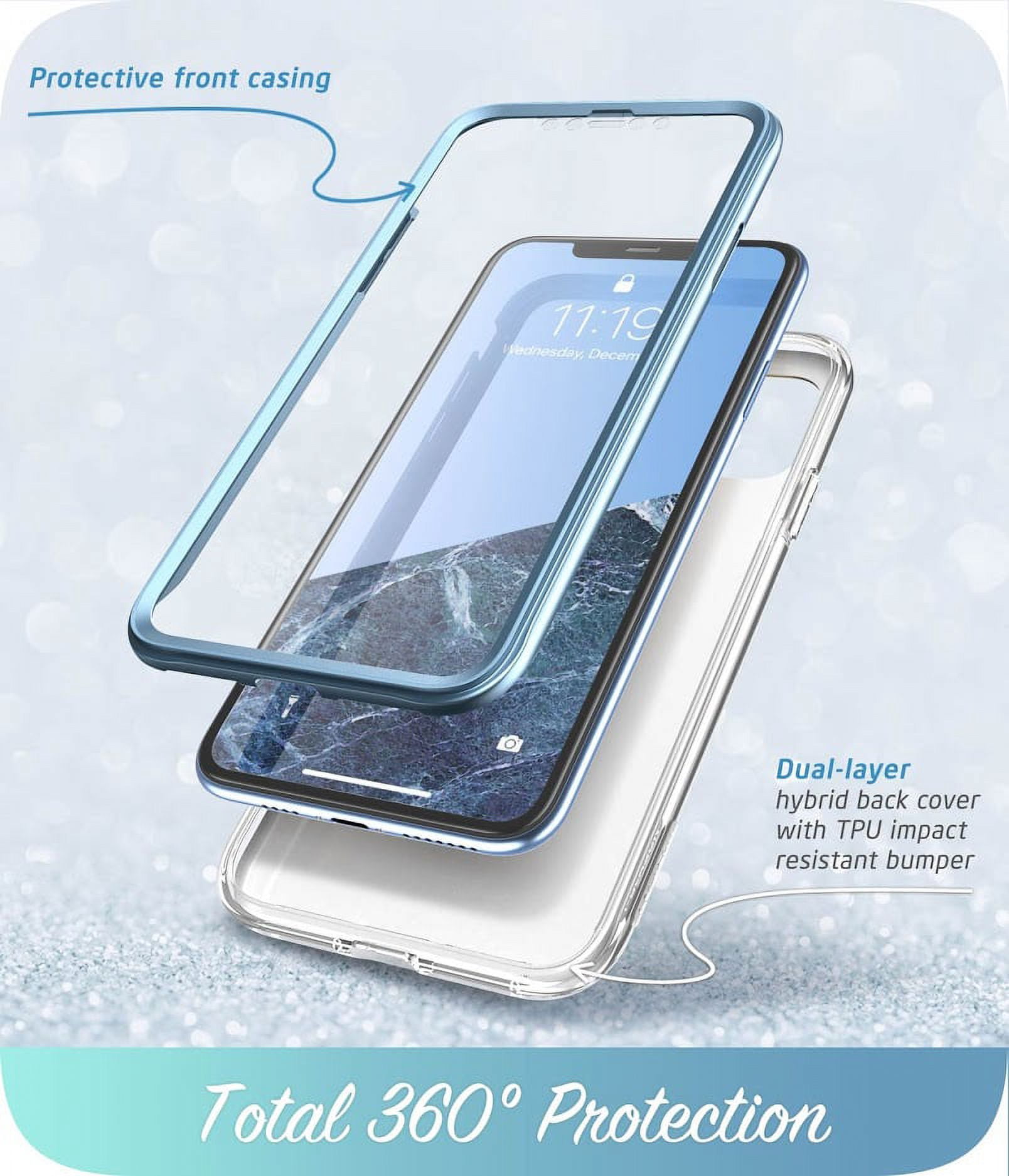 i-Blason Cosmo Series Case for iPhone 11 (2019 Release), Slim Full-Body Stylish Protective Case with Built-in Screen Protector, Blue, 6.1''