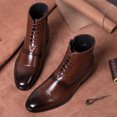 thumbnail image 1 of LSLJS Men's Ankle Boots, Men's Fashion Pointed High Tube Breathable Lace-Up Side Zipper, 1 of 4