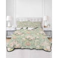 thumbnail image 3 of Green Flowers Twin Size Down Alternative Comforter, Lightweight Comforter Quilt Bedding Set with Pillow Shams Farmhouse Botanical Floral Leaves Art All Seasons Bed Comforter Duvet Insert 68"x86", 3 of 7