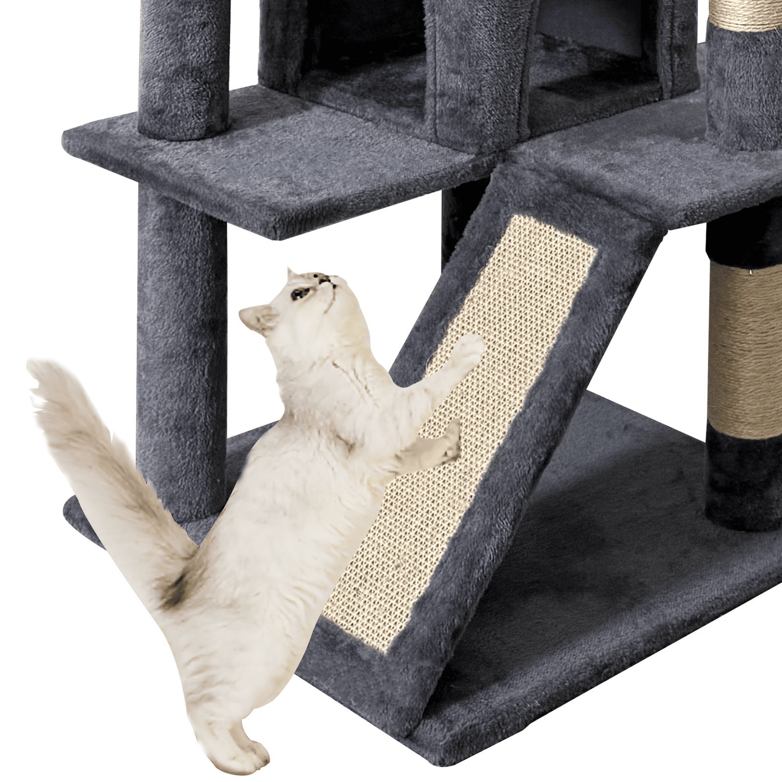 52" Tall Cat Tree Tower with Cat Condos - Large Cat Tree - Cat Tower for Indoor Cats - Play Scratch Hide Climb Activity Furniture with Toy