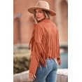 thumbnail image 2 of Abrigo PRETTYGARDEN para Mujer de Gamuza Sintética con Flecos, Corto, Naranja, Talla L, 2 of 9