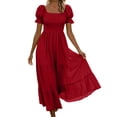 thumbnail image 2 of 2026 Summer Dress for Women Square Neck Puff Sleeves Tiered Ruffle Boho Maxi Dress Beach Sundress for Vacation & Daily Wear, 2 of 8
