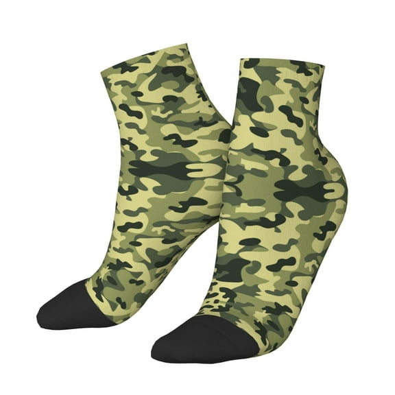 Breathable Athletic Socks Army Camouflage Cushioned Quarter Socks for Men Women