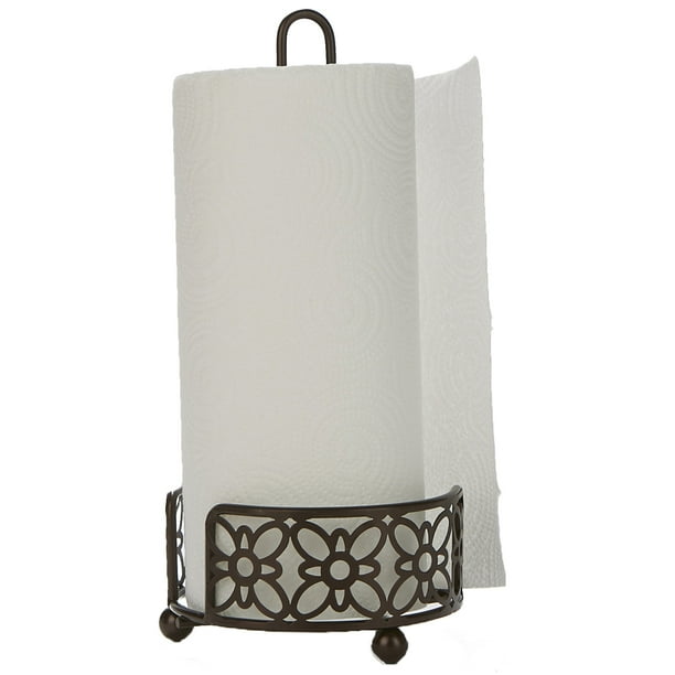 Mind Reader Free Standing Metal Paper Towel Holder Counter Top, Brown