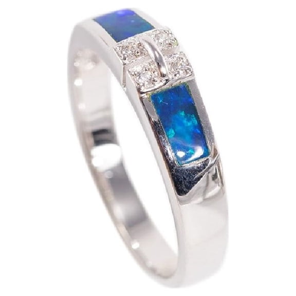 LOVE PLANET STERLING SILVER AUSTRALIAN BLACK OPAL RING