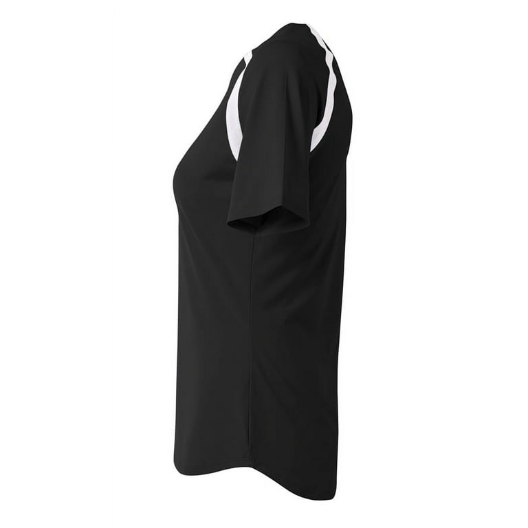 A4 Ace Short Sleeve Volleyball Jersey For Women in Black/White